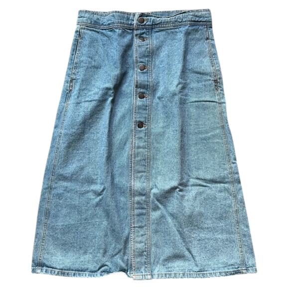 NWT Sans Souci Blue A-Line Denim Split Front Skirt - Picture 1 of 5